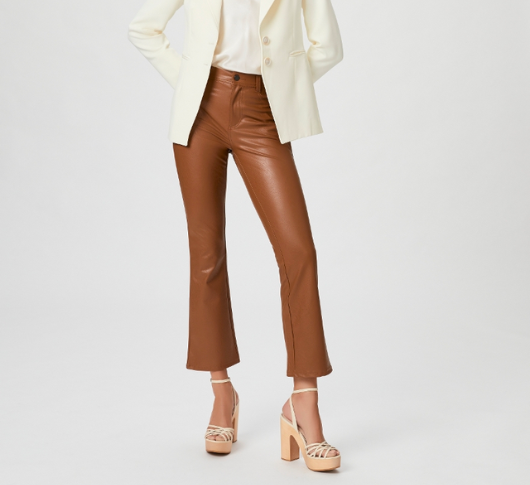 Paige - Claudine Faux Leather Pant in Dark Argan