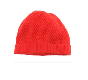 PORTOLANO - Cashmere Honeycomb Beanie in Fire Red