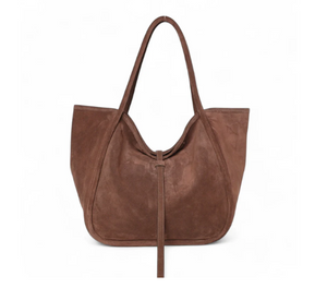 OLIEVE - Ellis Suede Leather Hobo Tote in Espresso