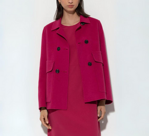 Luisa Cerano -  Doubleface Short Wool Coat in Berry Pink