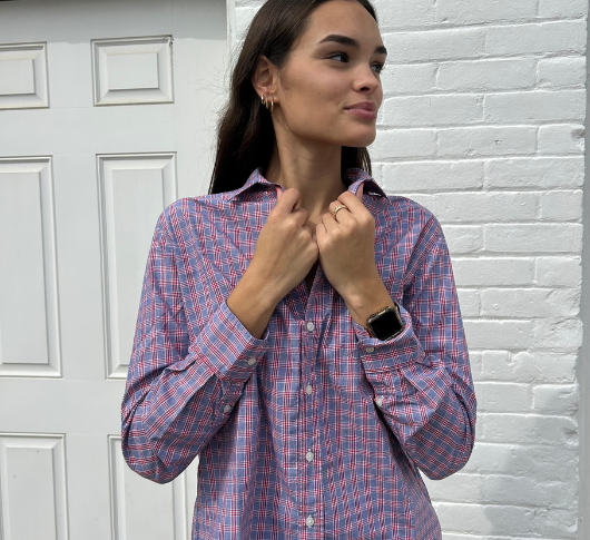 Frank & Eileen - Eileen Plaid Relaxed Button Down Top in Red and Blue