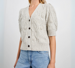 Rails - Isla Daisy Elbow Sleeve Button Down Cardigan in Grey