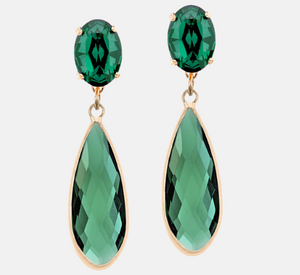 Anton Heunis - Loretta Oval Stud Drop Earrings in Green and Gold