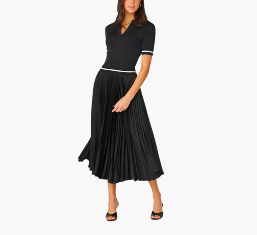 Shoshanna - Loren Knit Midi-Dress in Jet Black