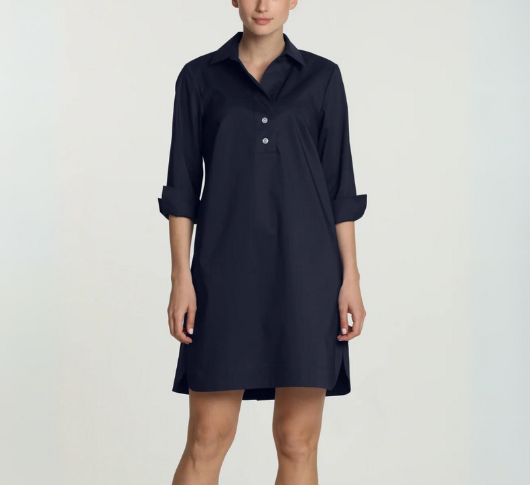 Hinson Wu - Aileen 3/4 Sleeve Button Back Dress in Navy