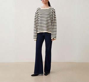 Suncoo - Prisma Long Sleeve Stripe Sweater in Cream and Black