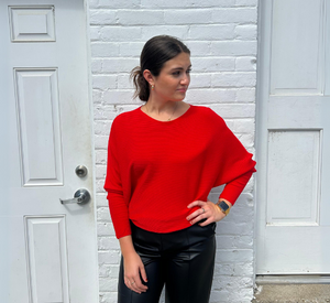 Maison Montagut - Ruby Rib Wedge Boatneck Top in Geranium