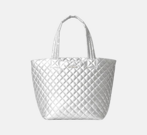 MZ Wallace - Medium Quilted Metro Tote Deluxe in Matte Silver