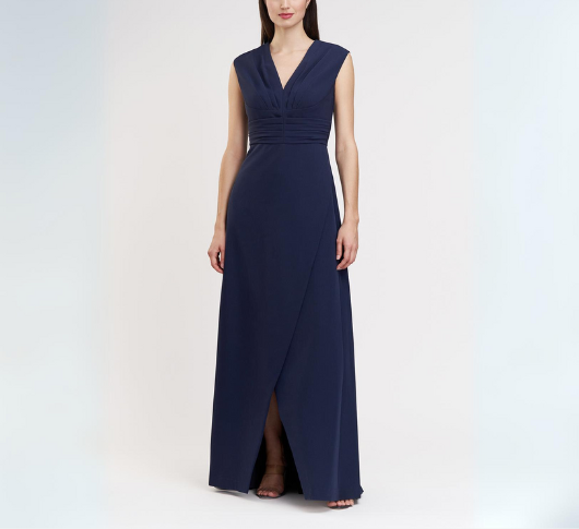 Kay Unger - Melora Sleeveless V-neck Faux Wrap Dress in Midnight Kay Unger - Melora Sleeveless V-neck Faux Wrap Dress in Midnight