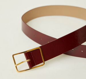 B-Low the Belt - Milla Gloss Leather Belt in Burgendy and Gold