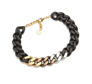 PONO - Multi-Colored Chain Linked Necklace in Matte Black