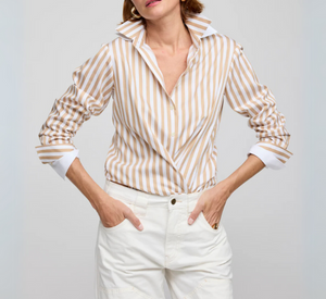 HINSON WU - Margot Long Sleeve Stripe Shirt in Latte