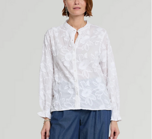 Hinson Wu - Nicola Floral Applique Shirt in Pearl