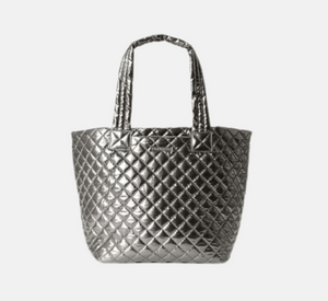 MZ Wallace - Medium Quilted Metro Tote Deluxe in Pewter Metallic