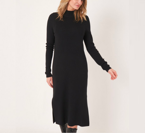REPEAT Cashmere - Fine Rib Knit Dress in Black