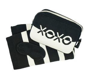 PINK LEMONADE - "XOXO" Blanket Set in Black/Natural