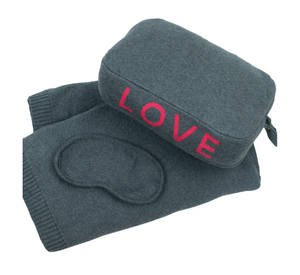 PINK LEMONADE - "LOVE" Print Blanket Set in Hot Pink and Dark Grey