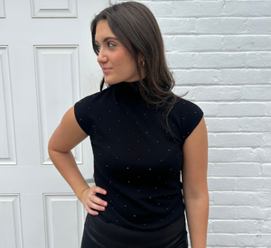 Elliott Lauren - Sleeveless Turtleneck with Jet Rhinestones in Black