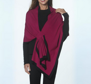 J'Envie - Pull Through Wrap with Contrast Trim in Sangria and Black