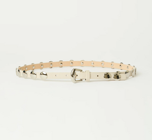 B-Low The Belt - Ames Leather Stud Disc Belt in Bone and Silver