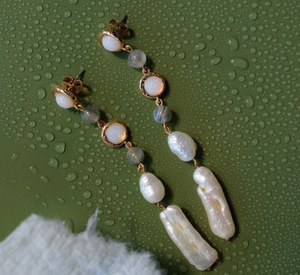 Leeada Jewelry - Marseille Long Pearl Earrings