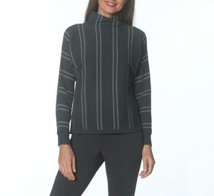 J'envie - Ribbed Funnel Neck in Charcoal/Grey