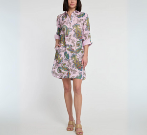 Hinson Wu - Aileen 3/4 Sleeve Button Back Dress in Lilac Multi
