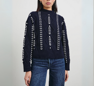 Rails - Tori Mock Neck Sweater with Contrast in Midnight and Cream