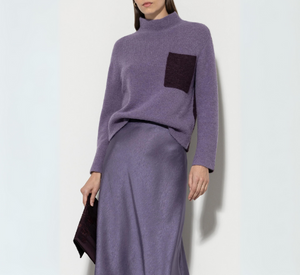 Luisa Cerano - Long Sleeve Bi-Color Mock Sweater in Purple and Burgundy