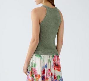 OUI - Sleeveless Knitted Top in Sage