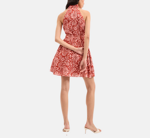 Veronica Beard - Beau Linen Halter Dress in Persimmon Multi