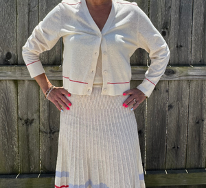 SITA MURT -  Buttoned Cardigan in Coral and Cream