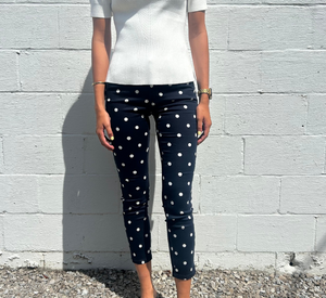 Mac Jeans - Dream Summer Poka Dot Slim Pants in Dark Navy