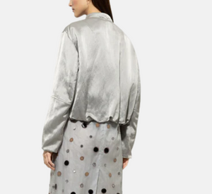 Luisa Cerano - Satin Blouson Jacket in Grey