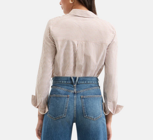 Veronica Beard - Amelia Stripe Shirt in White/Acorn