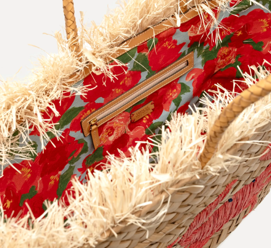FRANCES VALENTINE - Crab Embroidered Handwoven Tote in Red