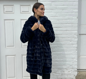 Nikki Jones - Lola Reversible Faux Fur Coat in Navy