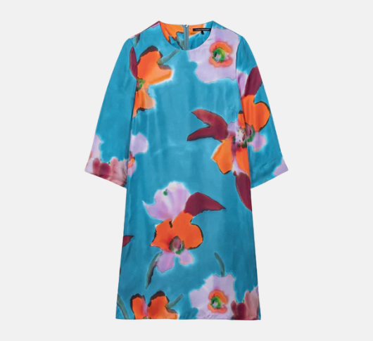 Luisa Cerano - Mini Floral-Patterned Dress in Teal Multi