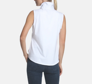 Hinson Wu - Lizette Sleeveless Woven/Knit Shirt in White