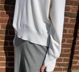 THE 73 - Sweater with Asymmetrical Collar in Ecru