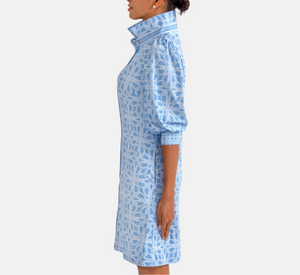 Gretchen Scott - Ring Toss Pattern Dress in Periwinkle and White