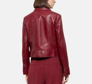 Luisa Cerano - Leather Jacket in Berry Red