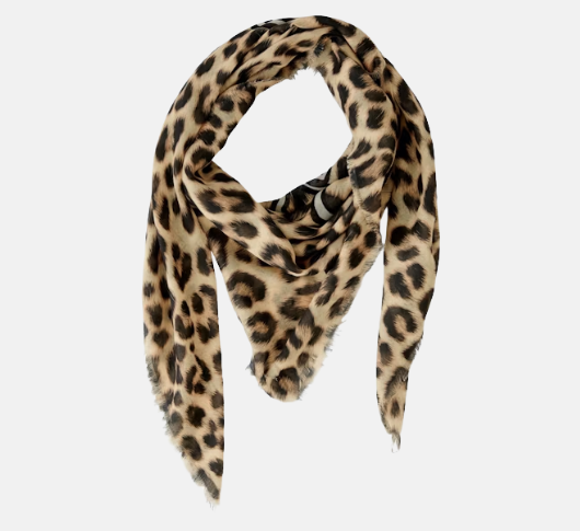Oui - Cheetah Print Scarf in Camel, Brown, and Black