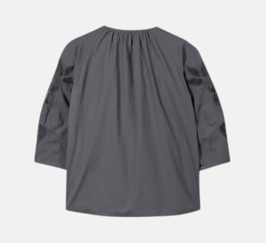 Luisa Cerano - Tunic Blouse with Embroidery in Cool Grey