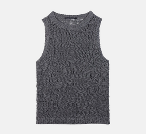 Luisa Cerano - Bouclé Knit Sleeveless Top in Cool Grey