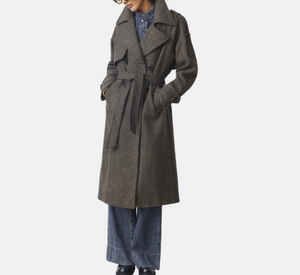 Suncoo - Emo Long Wool Coat in Chocolate