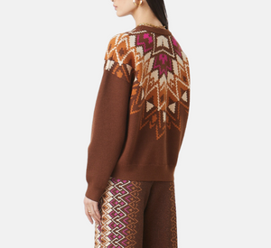 Suncoo - Pavarel Print Sweater in Chocolate Multi
