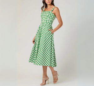 Shoshanna - Kaydence Dress in Green and Ivory