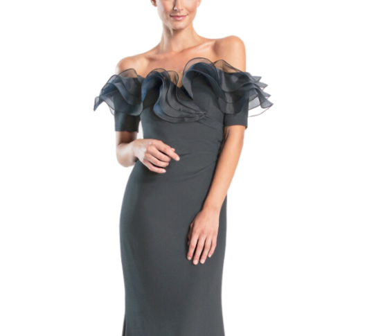Daymor - Ruffled Off-Shoulder N°1257 Dress in Graphite