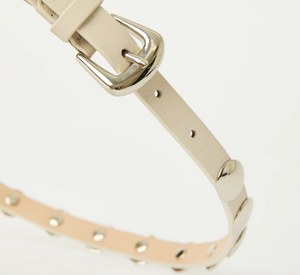 B-Low The Belt - Ames Leather Stud Disc Belt in Bone and Silver